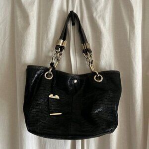 JIMMY CHOO Shoulder Bag snake print black Leather bag medium double straps